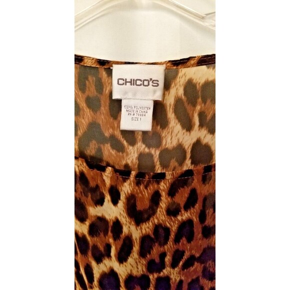 Chico's Women's Animal Print Sheer Kaftan Kimono Style Boutique Size Medium - Picture 3 of 4